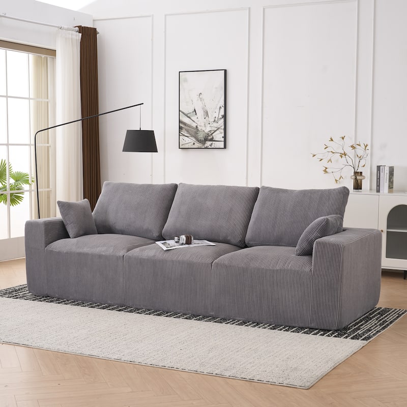 3 Seater Corduroy Sectional Sofa Modular Deep Seat Lounge Couch