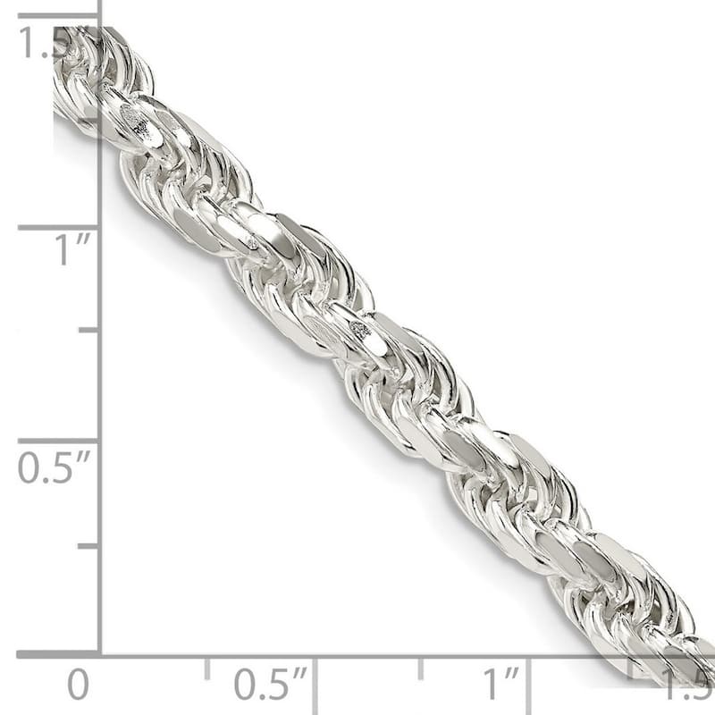 Curata 925 Sterling Silver 5.75mm Diamond Cut Rope Chain Necklace for Men