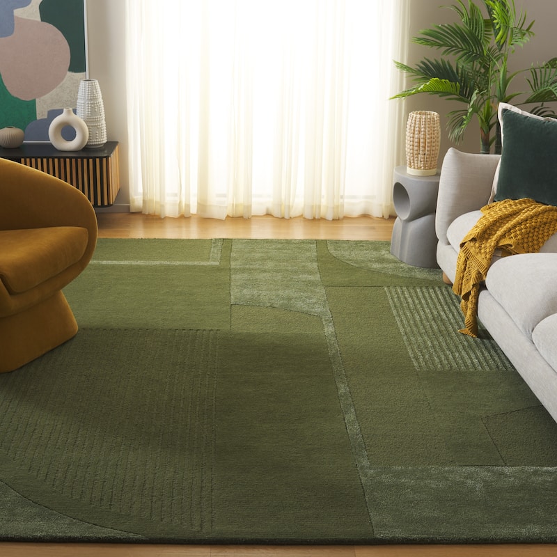 SAFAVIEH Handmade Fifth Avenue Rukhsana Mid-Century Modern New Zealand - 6' x 9' - Green