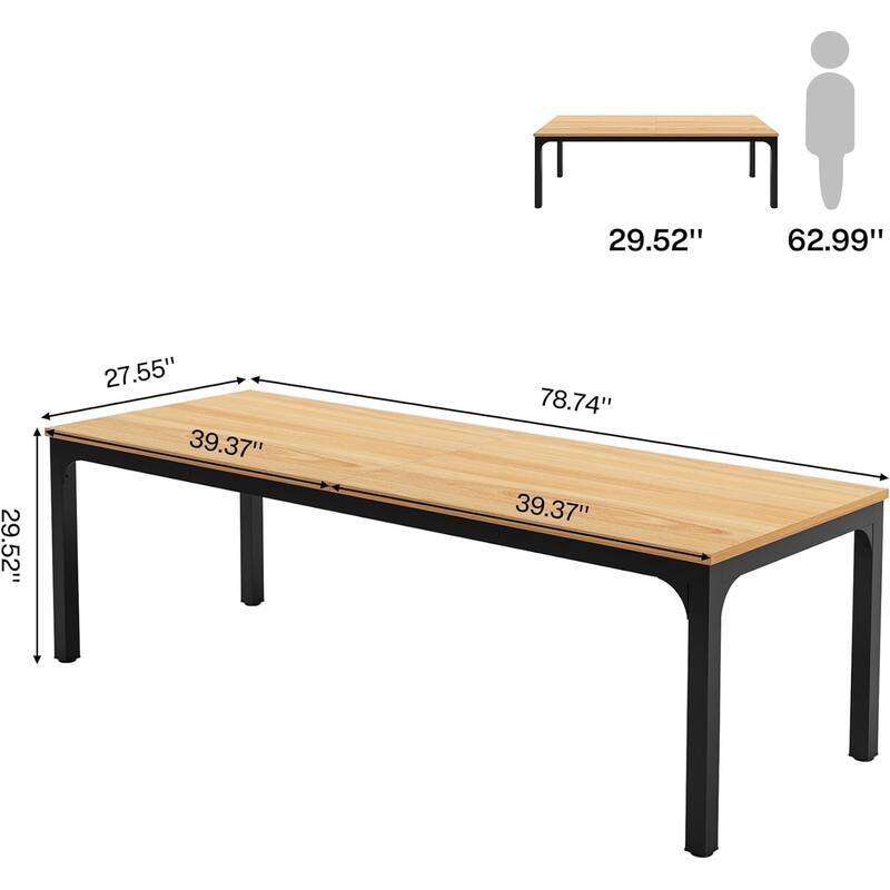 78" Dining Table Large Rectangle Kitchen Dinner Table for 6-8 People Long Modern Dining Room Furniture (Table only)