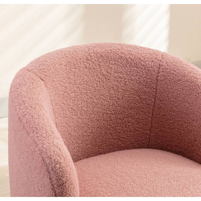Swivel Barrel Chair,Teddy Fabric Upholstered Modern Round Accent Arm Chairs