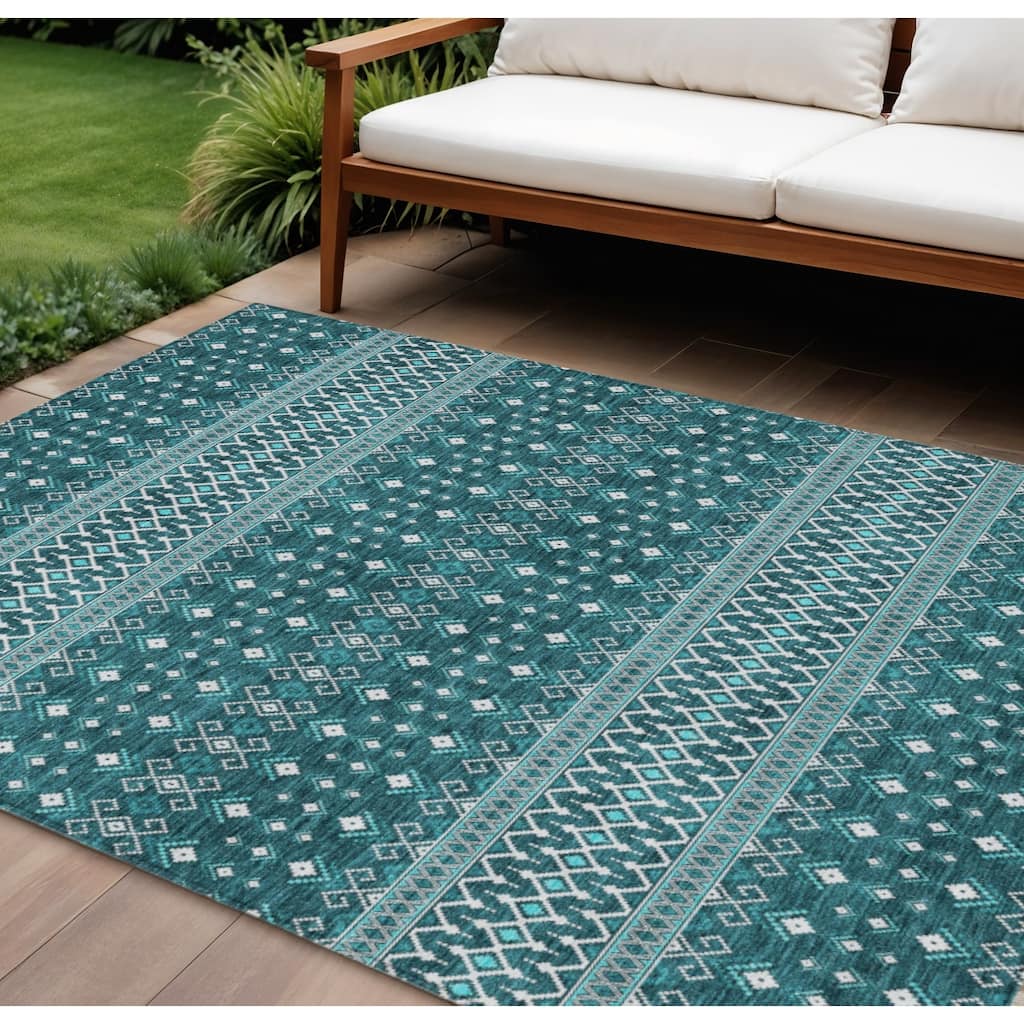 HomeRoots Tribal Transitional Rectangle Outdoor Rug