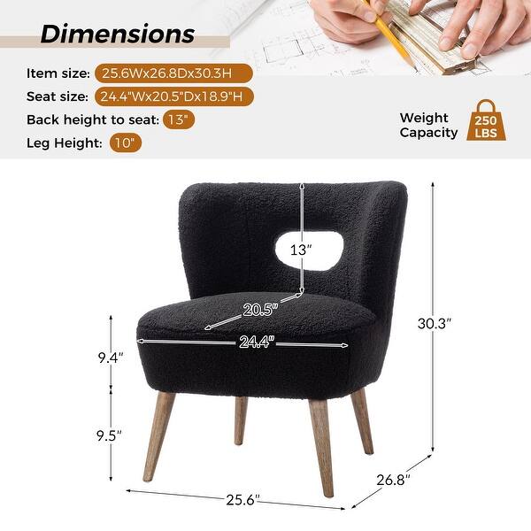 dimension image slide 13 of 16, Dulcinea Ullna Lambskin Sherpa Upholstery Accent Chair by HULALA HOME