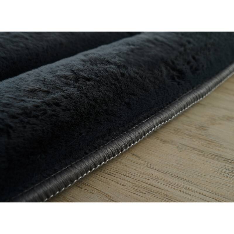 Madrid Collection Ultra Soft Ribbed Faux Fur Area Rug