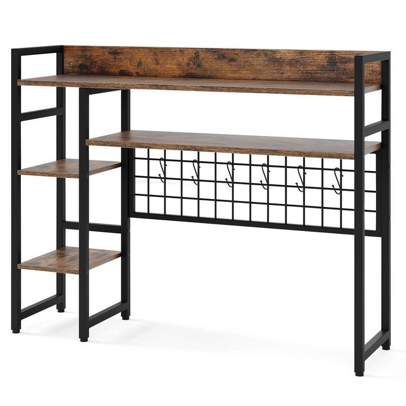 Costway Desk Shelf 4-Tier Desktop Display Rack with Metal Grid Panel & - See Details - Brown