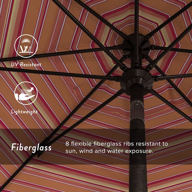 Okaloosa 9' Rd.Crank Lift Tilting, Aluminum Pole Fiberglass Rib Patio Umbrella Sunbrella Fabric by Havenside Home