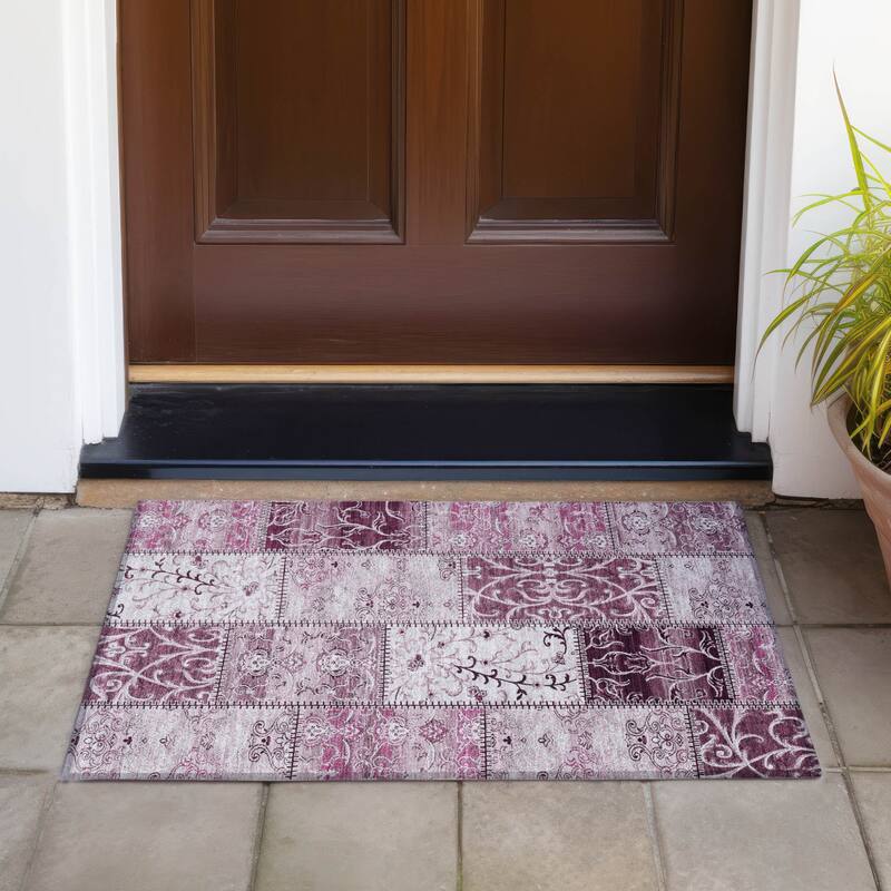 Alvave Patchwork Weather Resistant Blended Style Outdoor Rug