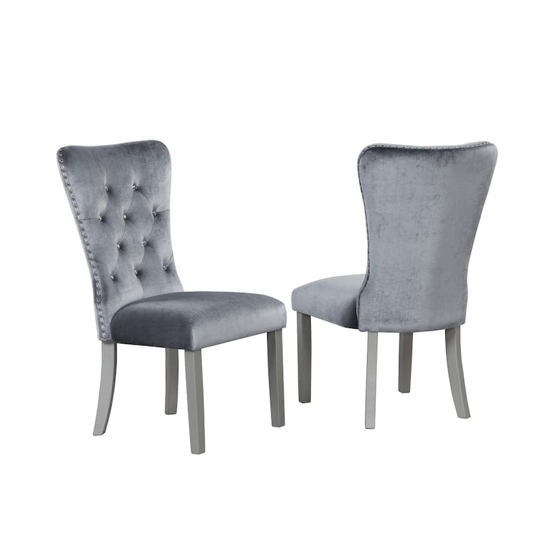 Geneva Silver Champagne Velvet Upholstered Side Chair (Set of 2) - Set of 2 - Silver Champagne - Counter Height - 23-28 in.