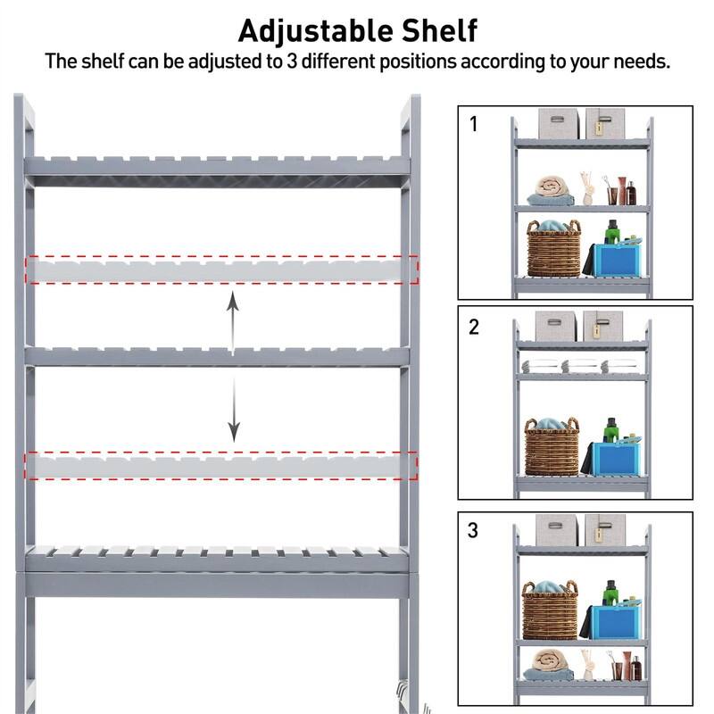 Over the Toilet Storage Cabinet - 10.3"D x24.8"W x 67"H