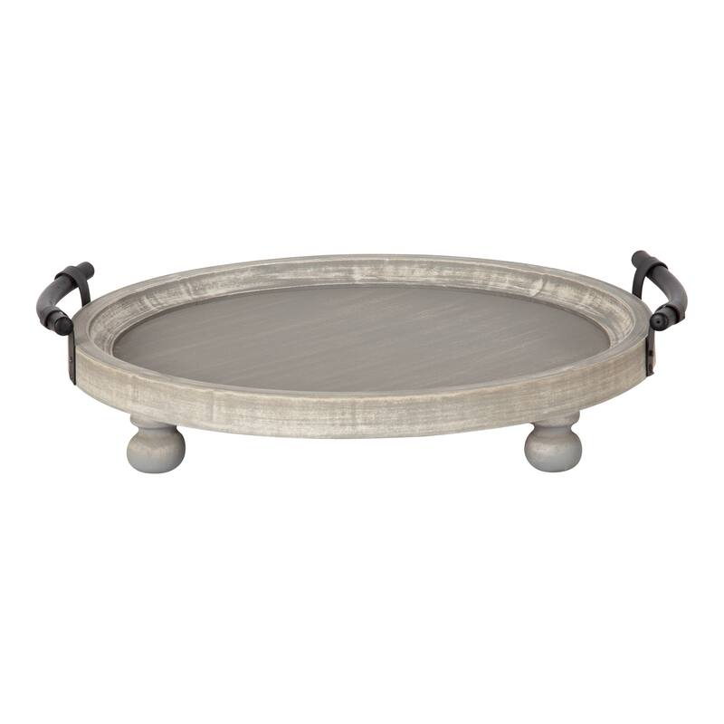 Kate and Laurel Bruillet Rustic Round Wooden Footed Serving Tray
