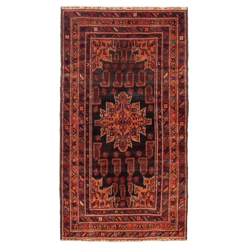 Teimani Black Rug 3'11" x 7'2" - 3'11 x 7'2 - Black - 3'11 x 7'2
