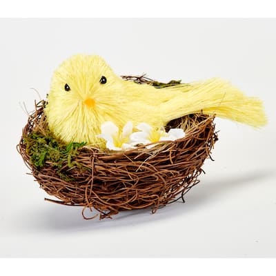 Yellow Bird in 4.5" Diameter Nest Tabletop Decoration, Set of 2 - 4
