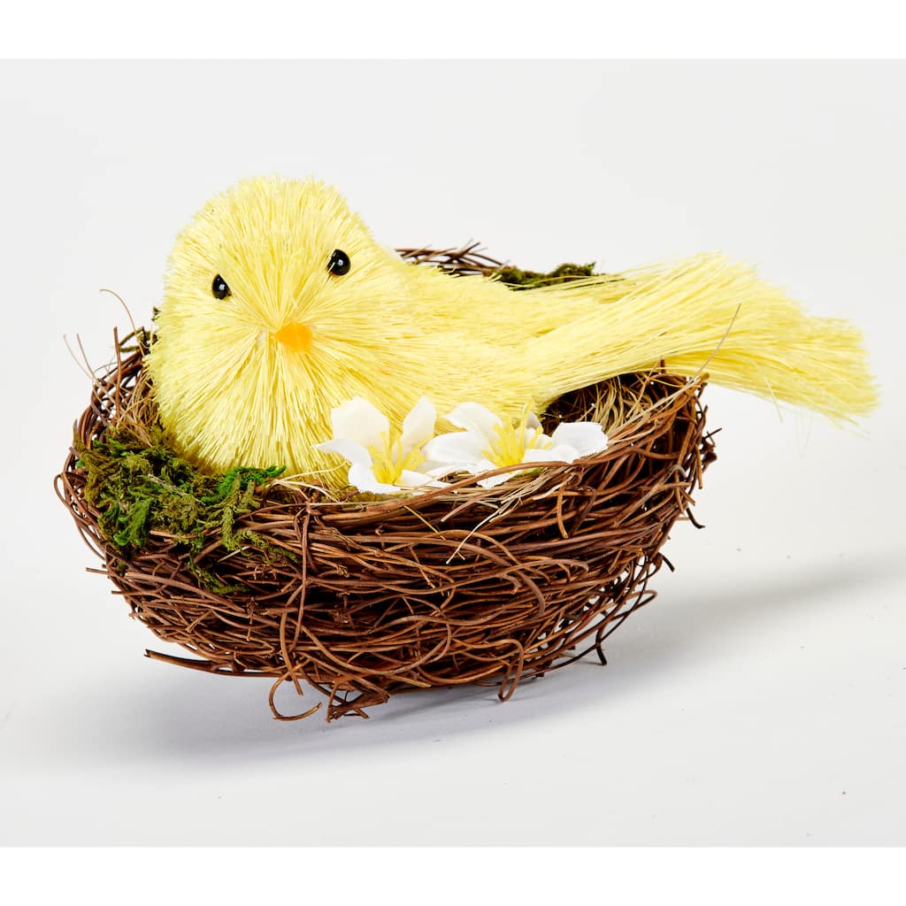 Yellow Bird in 4.5" Diameter Nest Tabletop Decoration, Set of 2 - 4