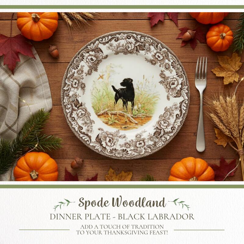 Spode Woodland Dinner Plate Dog Motif