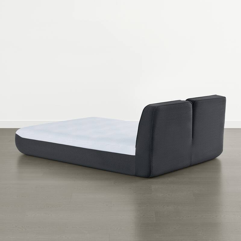 Spruce & Spring Modern All-in-One Queen Upholstered Bed, No-Assembly Foam Bed for Small Spaces