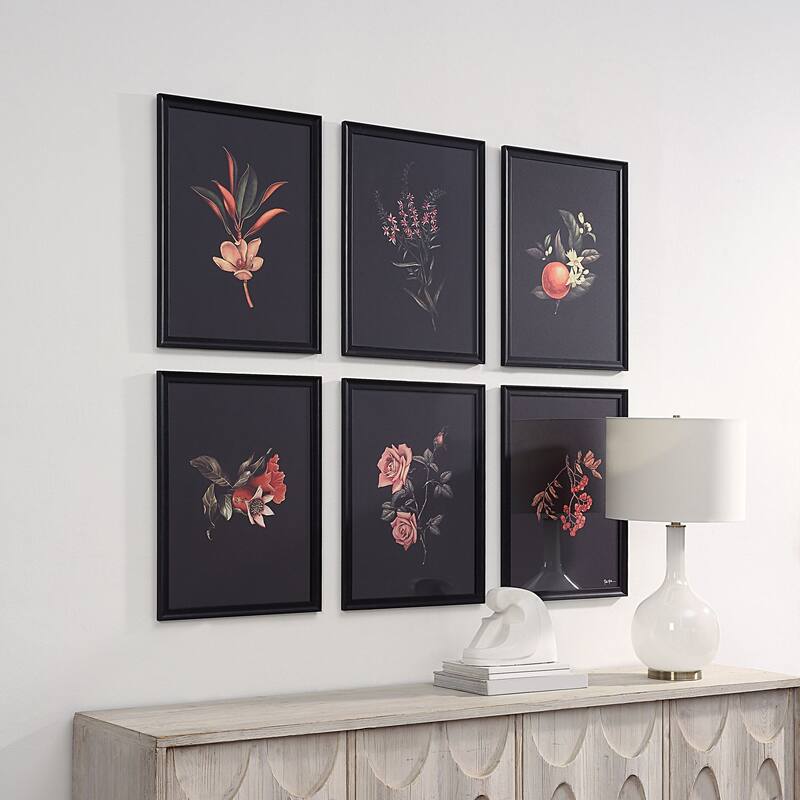 Renwil Wallflower Rag Paper 6-Piece Wall Art with Black Frame