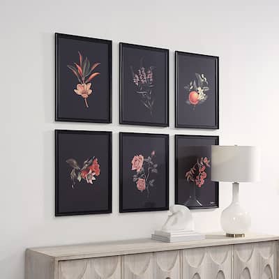 Renwil Wallflower Rag Paper 6-Piece Wall Art with Black Frame