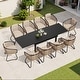 preview thumbnail 1 of 50, 5/7/11-Piece Set Outdoor Aluminum Extendable Patio Dining Set Rectangle Table with Rattan Chairs Beige - 106.2 in Table - 11pcs Set