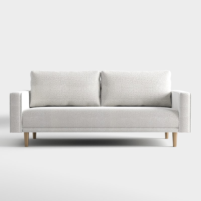 Furniture of America Isidora Contemporary Boucle Sofa Set with Back Pillows and Wooden Legs, 2-Piece or 3-Piece Options