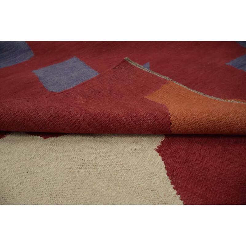 Hand Woven Oriental 100% Wool Carpet Southwestern Modern Multi-Colored Kilim Area Rug - 9' 11'' X 8' 2''