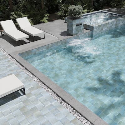 Zahara 6x6 Coastal Mist Porcelain Zellige Square Wall and Floor Tile (5.38 sq ft/case) - 22 Pack