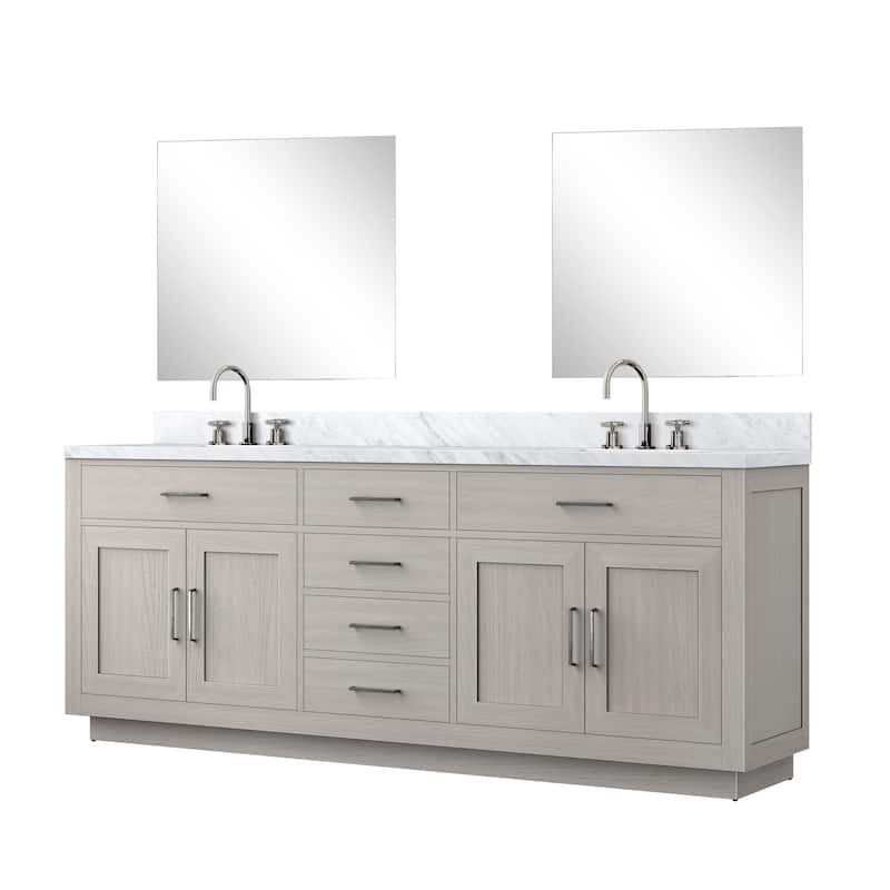 Abbey Bath Vanity with Carrara Marble Top, Sink, Mirror and Faucet