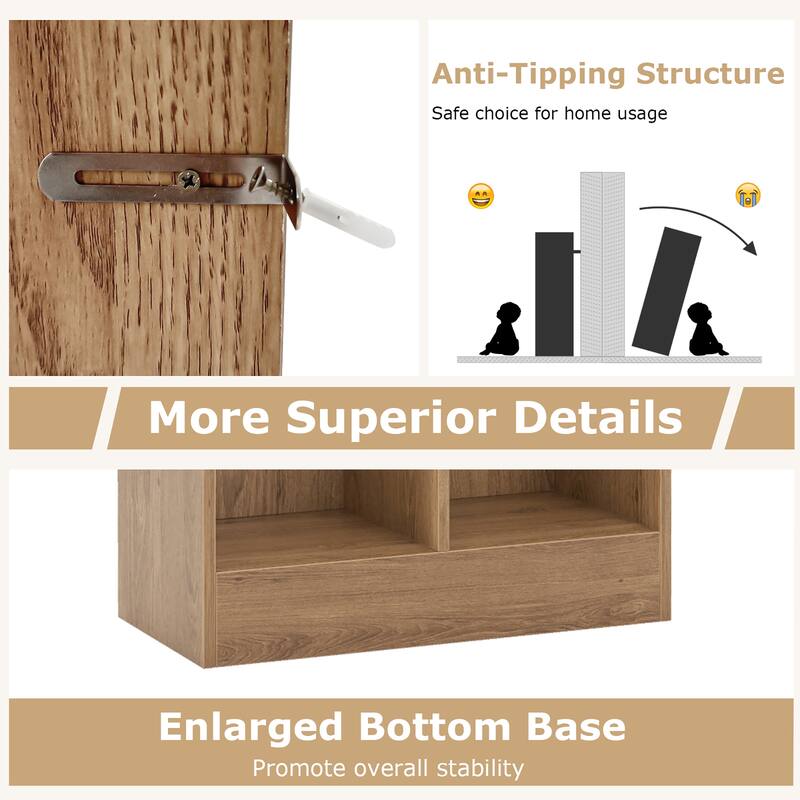 Gymax 5-Cube Bookshelf 41'' Floor Bookcase w/ 2 Anti-Tipping Kits