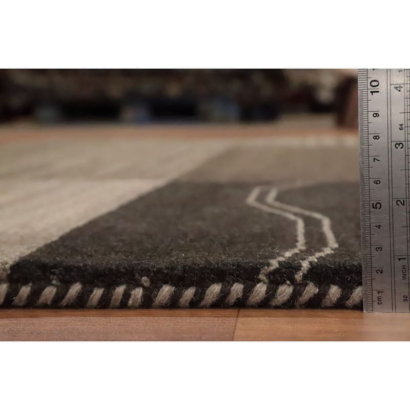 Hand Knotted Oriental 100% Wool Carpet Modern Geometric Brown Gabbeh Area Rug - 7' 9'' X 5' 5''