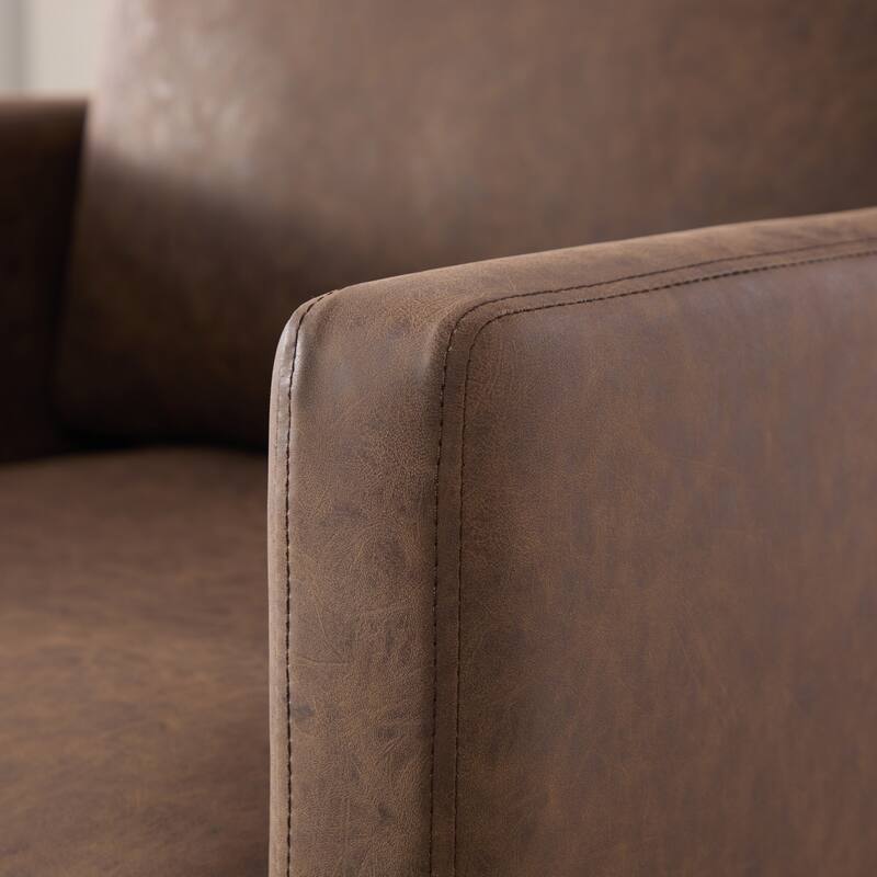 Modern PU Swivel Accent Chair with Armrest and Metal Base