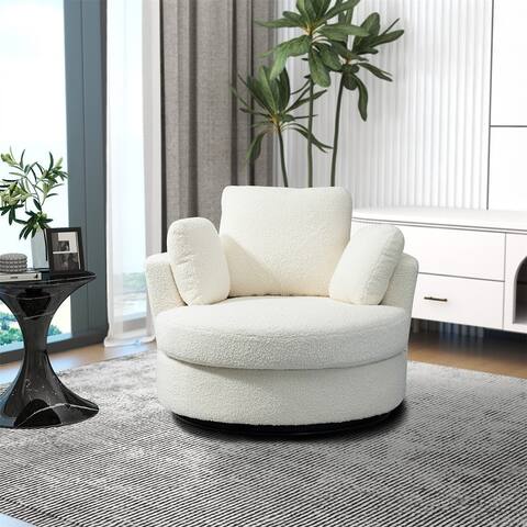 CTEX 42.2"W Swivel Accent Barrel Chair and Half Swivel Sofa With 3 Pillows 360 Degree Swivel Round Sofa Modern Arm Chair