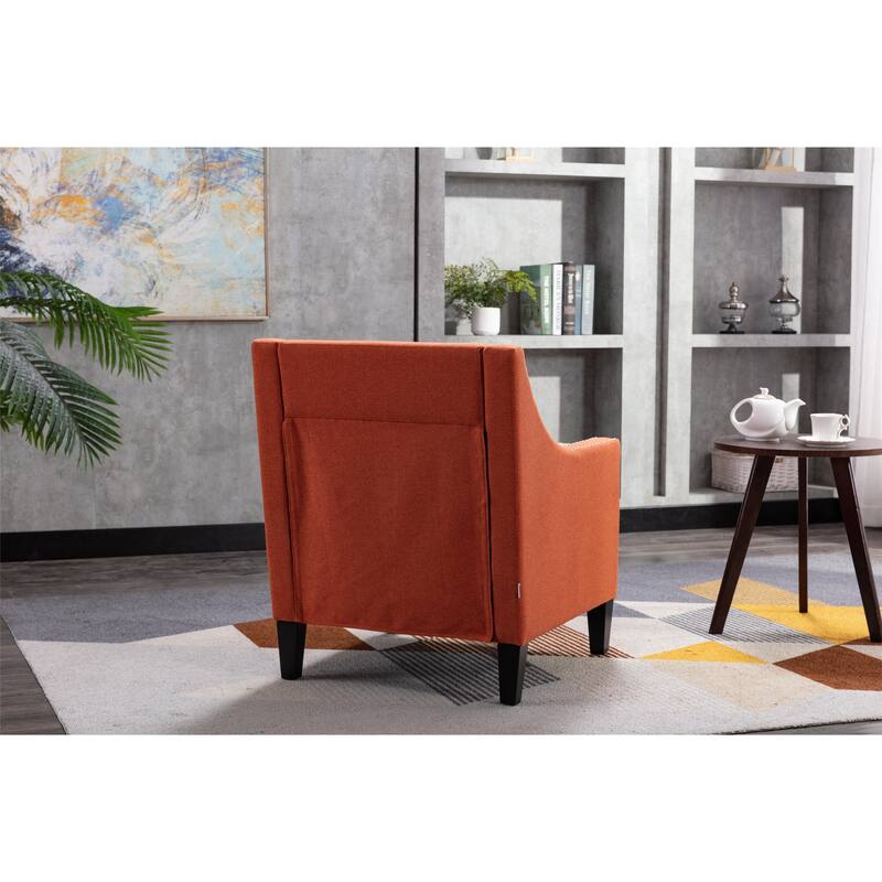 Linen Nailhead Accent Solid Wood Leg Living Room Armchair