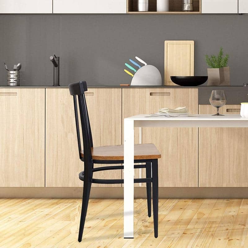 Dining Room Side Chair Set of 2 Wood Kitchen Chairs with Metal Legs - 16.3"(W) x 16.3" (L) x 31.1" (H)
