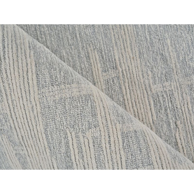 Exquisite Rugs Park City Handmade Hand-tufted New Zealand Wool on Canvas Light Gray/Ivory Area Rug