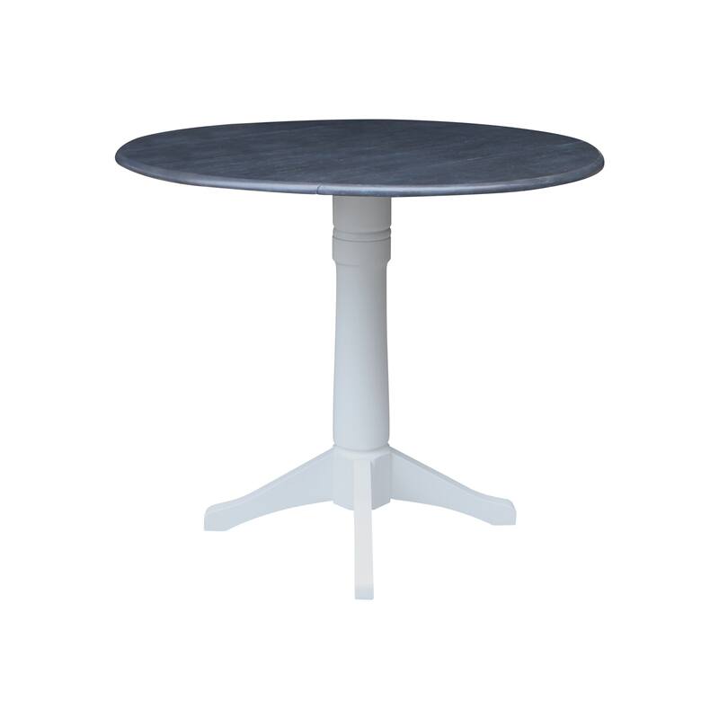 42" Round Top Dual Drop Leaf Pedestal Table with Stools
