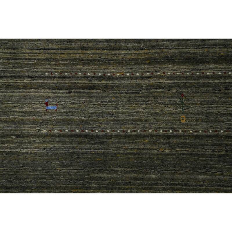 Hand Knotted Oriental 100% Wool Carpet Tribal Animal Pictorial Green Gabbeh Area Rug - 8' 0'' X 6' 8''