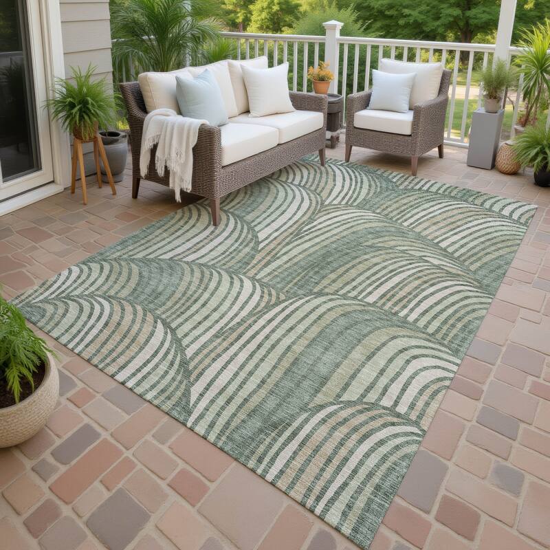 Machine Washable Indoor/ Outdoor Modern Parsons Chantille Rug - Basil - 3' x 5'