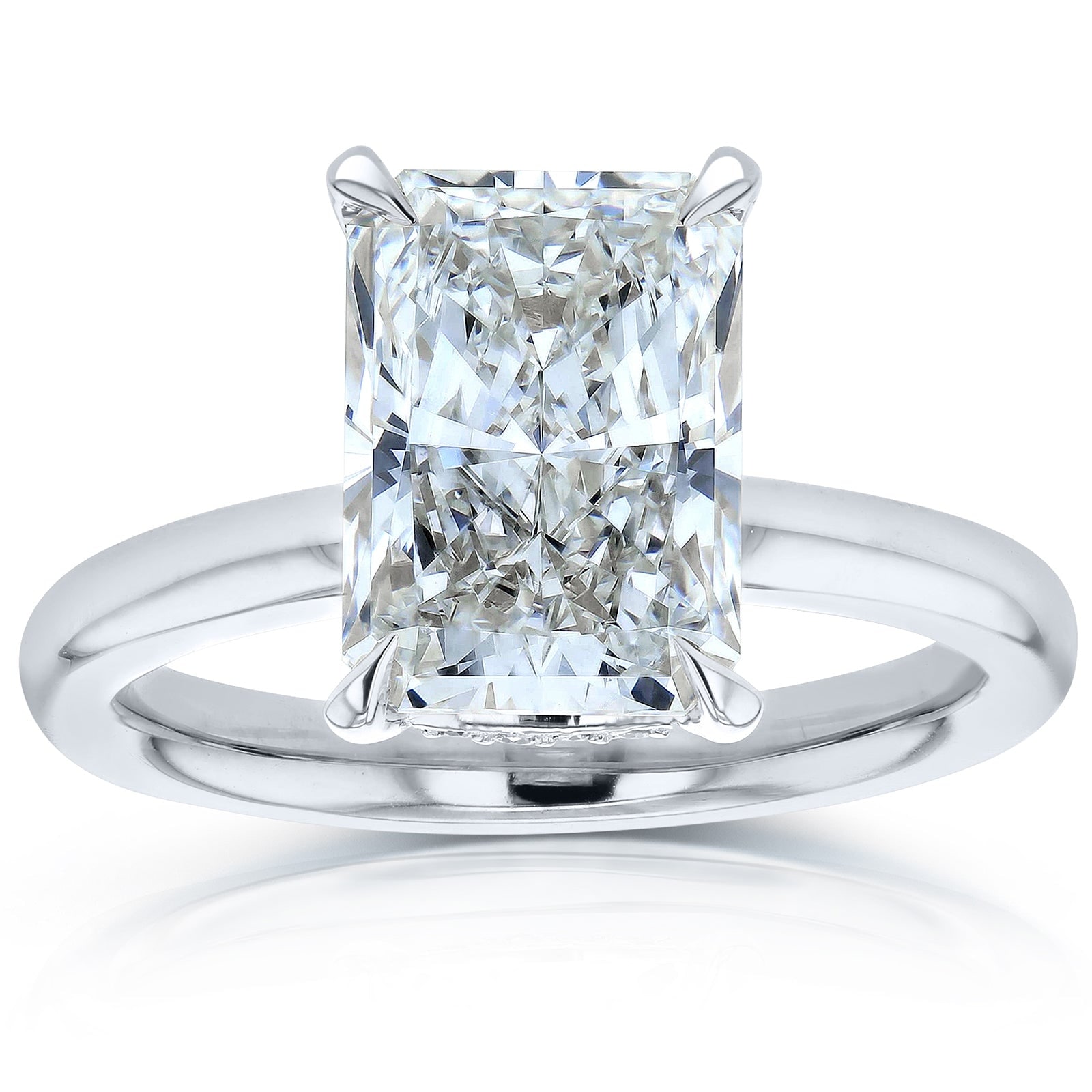 Kobelli Sunset Line 4.1 Carats Lab Grown Diamond Certified 14k Solid Gold Radiant Floating Drape Halo Hallstatt Ring