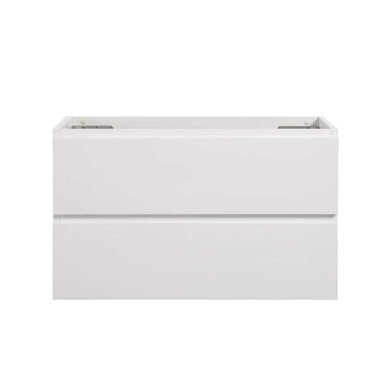(Base Only) Wall Mount Bathroom Vanity Base with 2 Drawers - White - 36" W