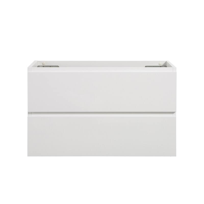 Modern 24" Alice Wall-Mounted Vanity with Silent Soft-Closing Drawers, Walnut Finish, and Ample Storage - No Basin Included - 35.6in L MDF - 35.6in L White