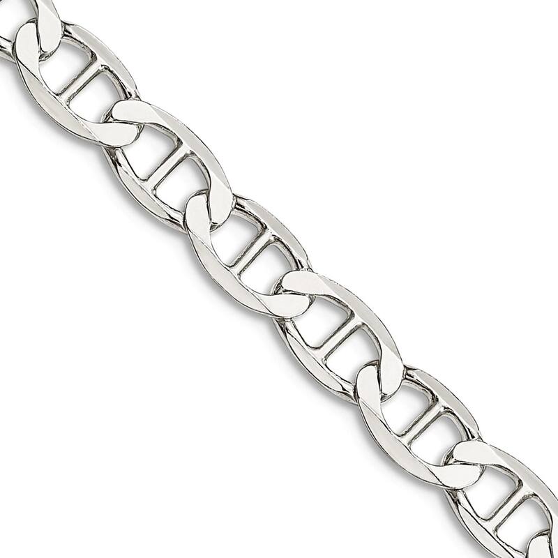 Curata 925 Sterling Silver 5.7mm Semi solid Flat Mariner Anchor Chain Necklace