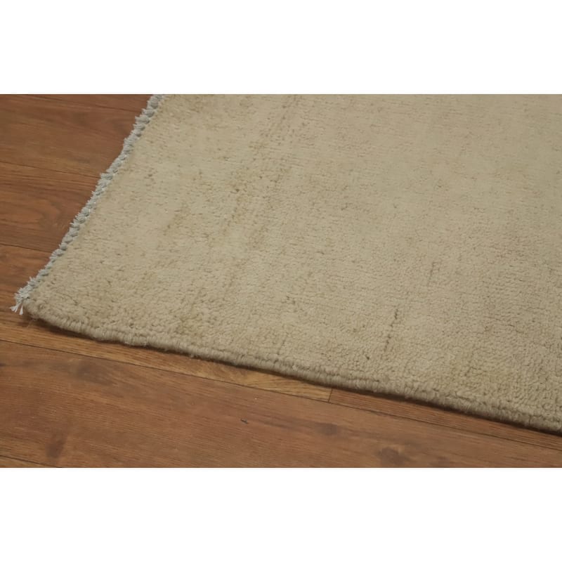 Vegetable Dye Solid Gabbeh Modern Area Rug Handmade Wool Carpet - 13' 1'' X 9' 11''