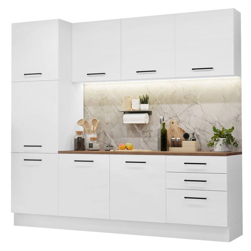 Madesa Hazel Kitchen Set 94"L Multiple Compartments - White