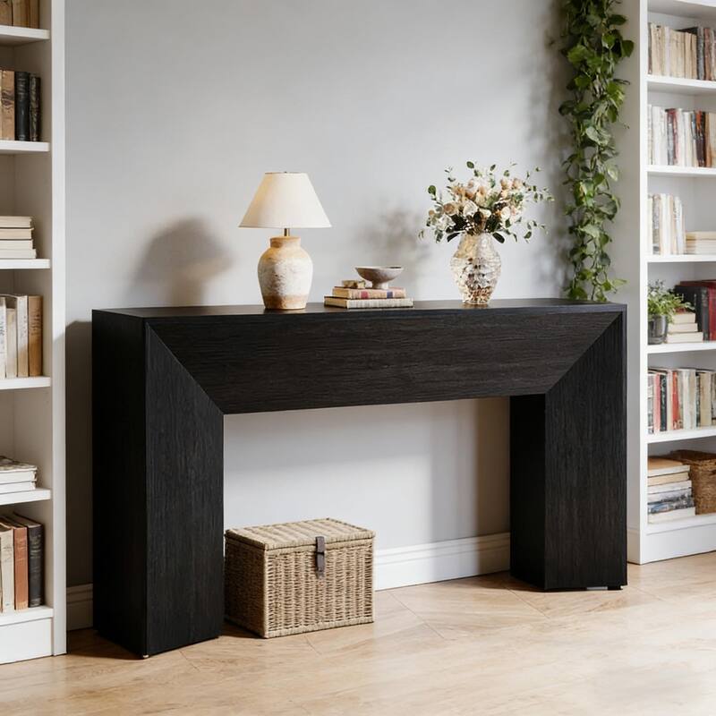 Sleek Side Table, Wooden Sofa Table, Modern Style Console Table - Black