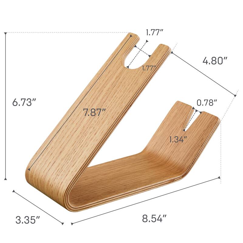 Yamazaki Home Hair Dryer and Iron Stand, Wood, Holds 2.2 lbs - L 8.54 x W 3.35 x H 6.73 inches