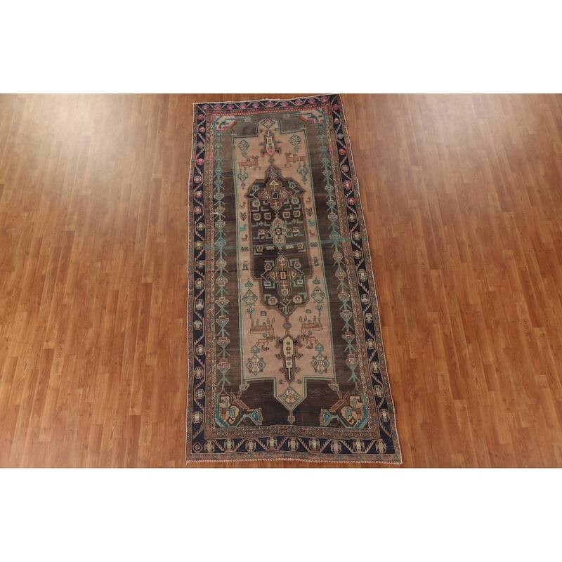 Geometric Ardebil Persian Antique Area Rug Handmade Wool Carpet - 4'8" x 10'4"