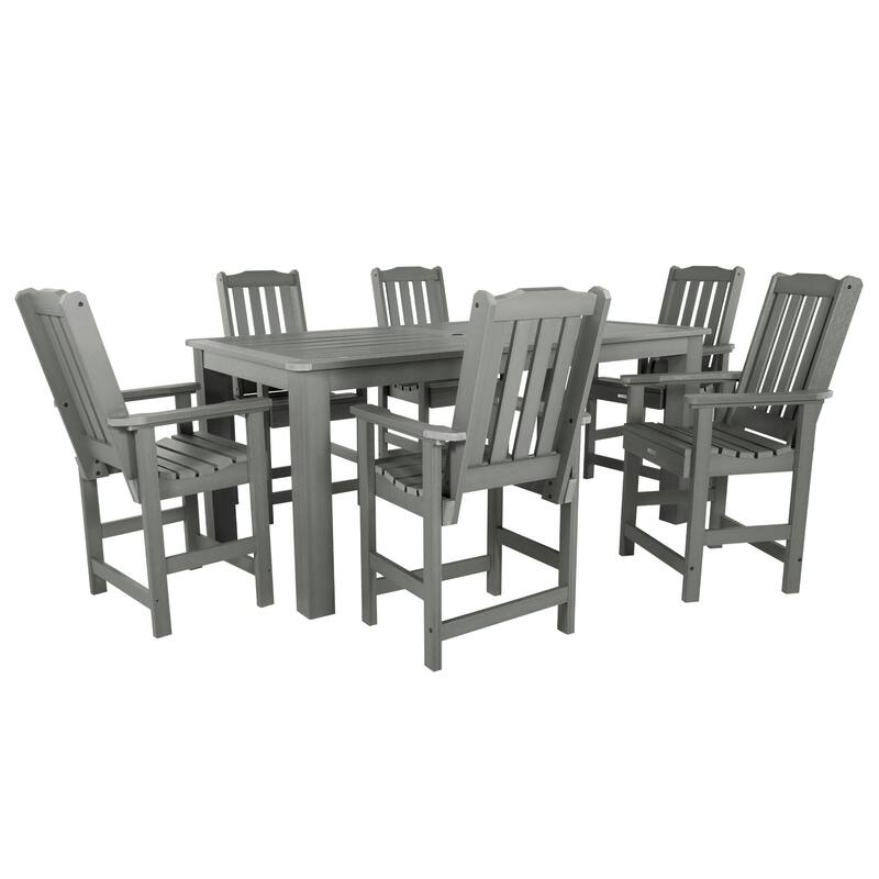 HIGHWOOD 7-Piece Outdoor Dining Set - 42" x 84" Table, Counter-height - Coastal Teak
