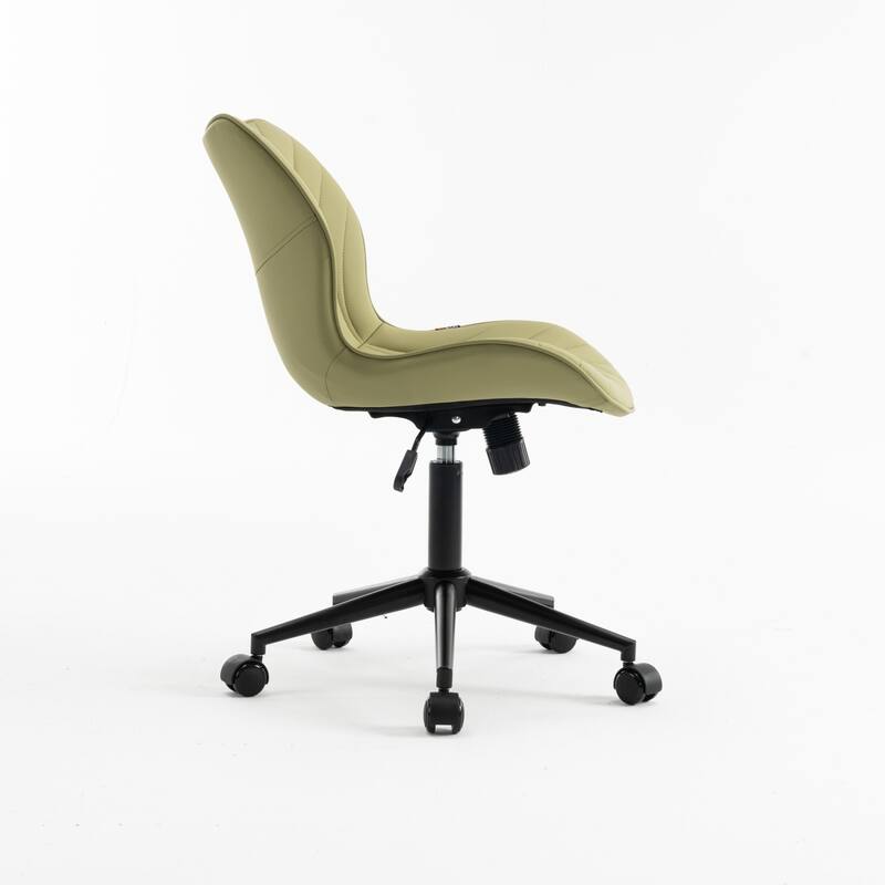 Faux Leather Office Chair with Wheels, Upholstered Task Chair