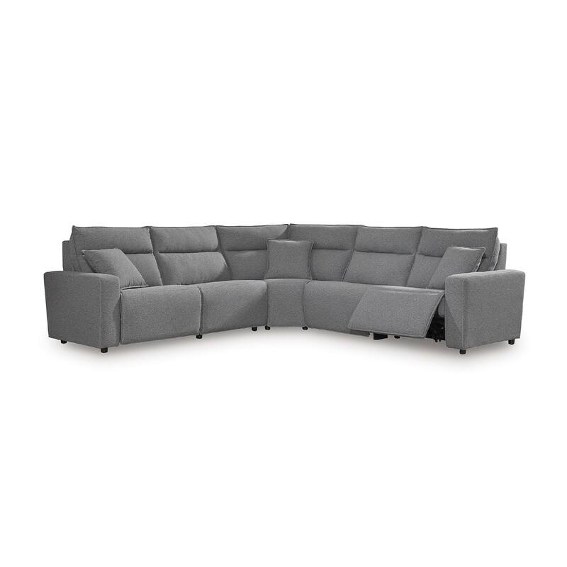 Signature Design by Ashley Modmax Gray 5-Piece Power Reclining Sectional - 125" W x 125" D x 41" H