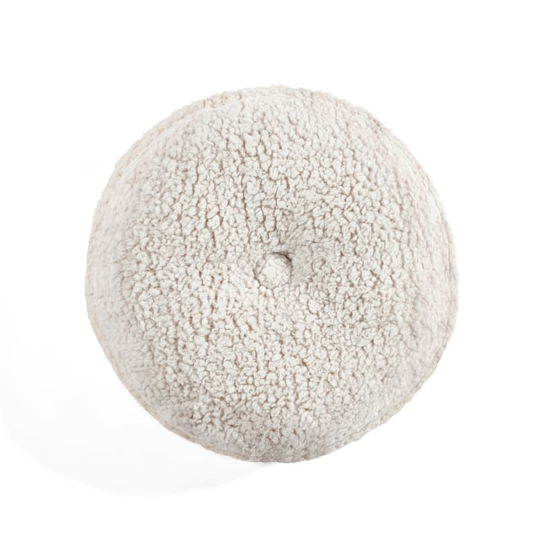 Lush Decor Button Soft Sherpa Round Decorative Pillow