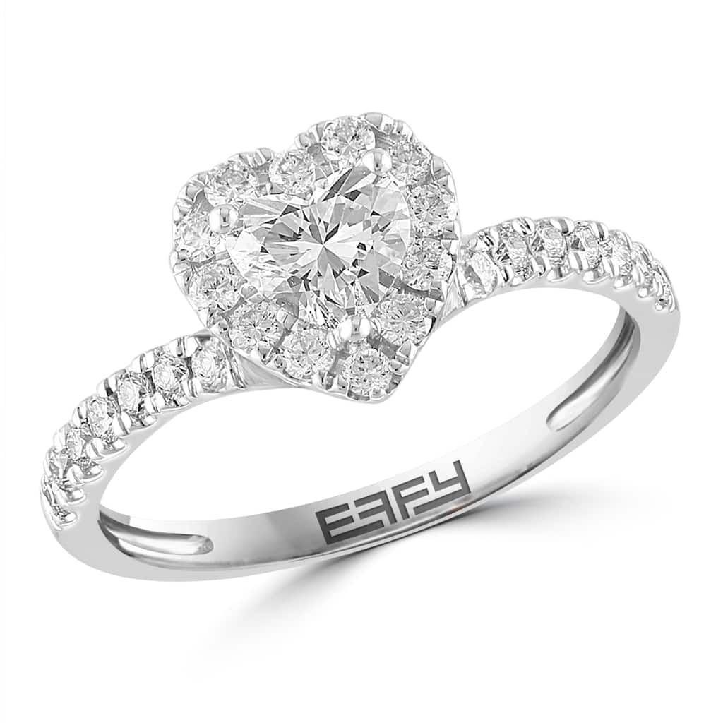 Effy 14k White Gold Lab Grown Diamond Lab Diamond Heart Ring